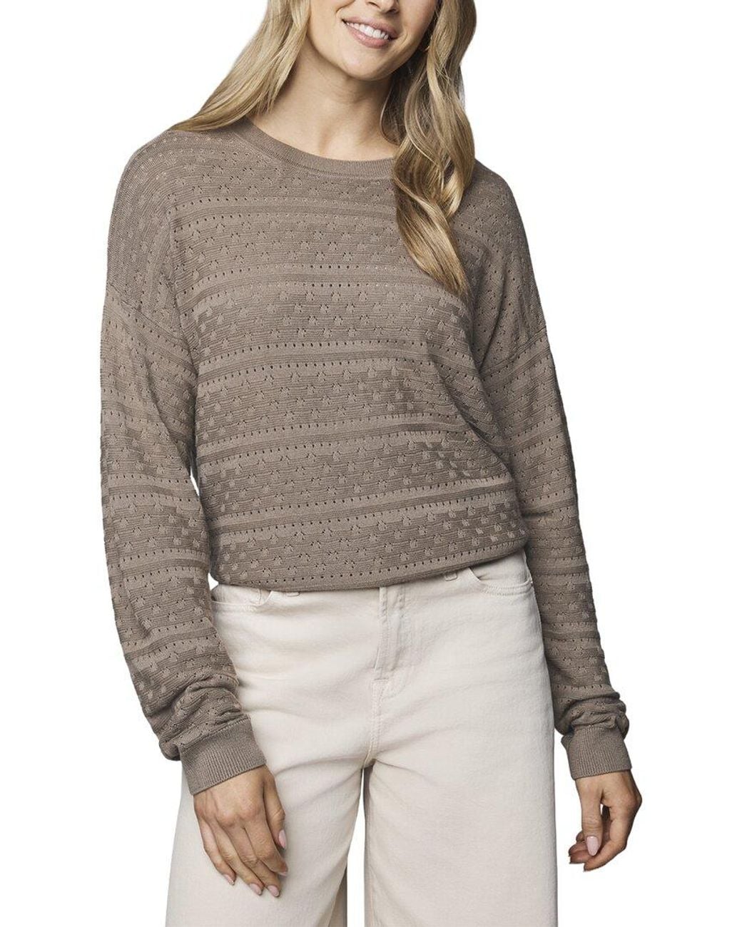 Splendid Brown Georgie Pointelle Cashmere-Blend Sweater