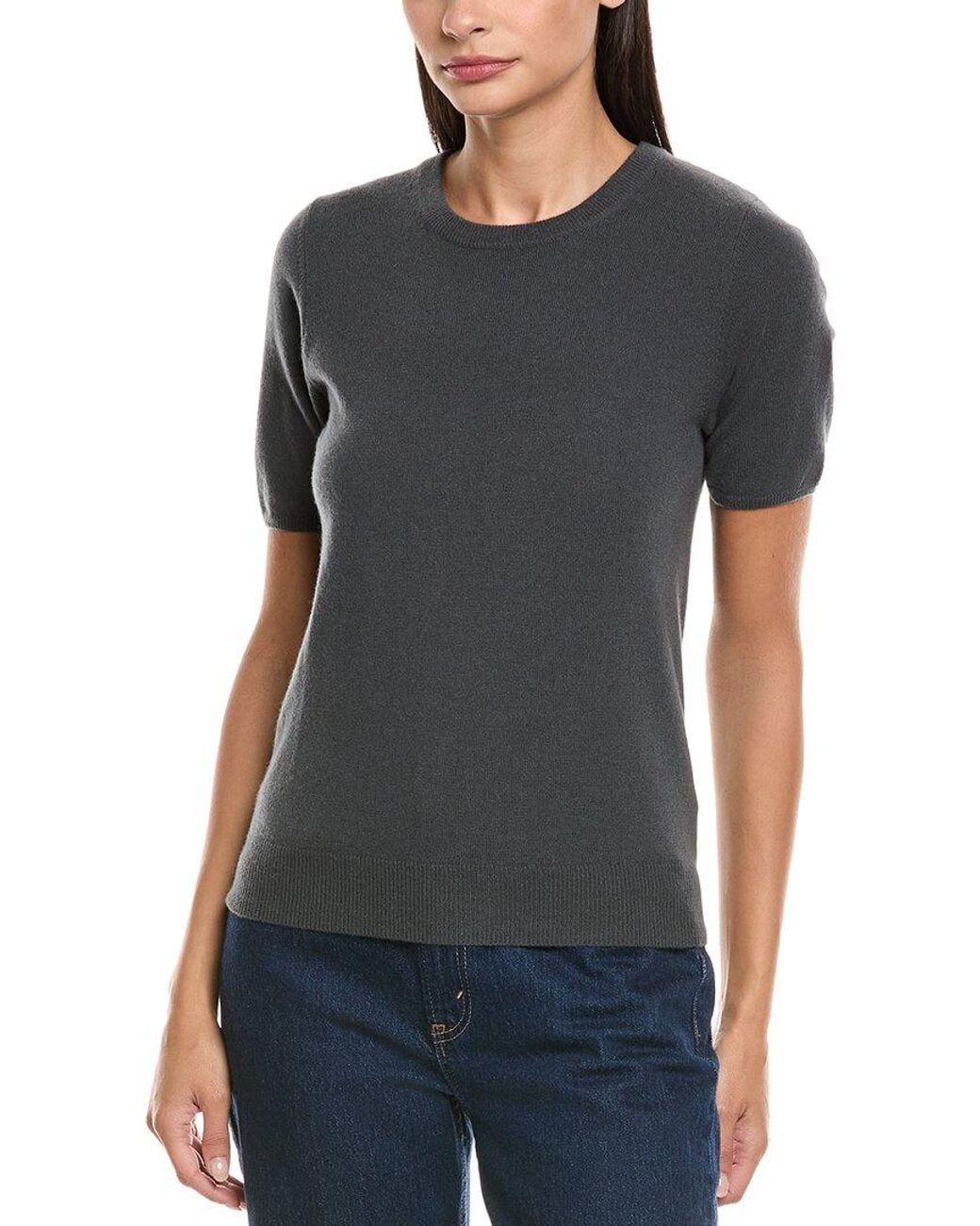 N.Peal Cashmere Gray Milly 100% Cashmere T-Shirt