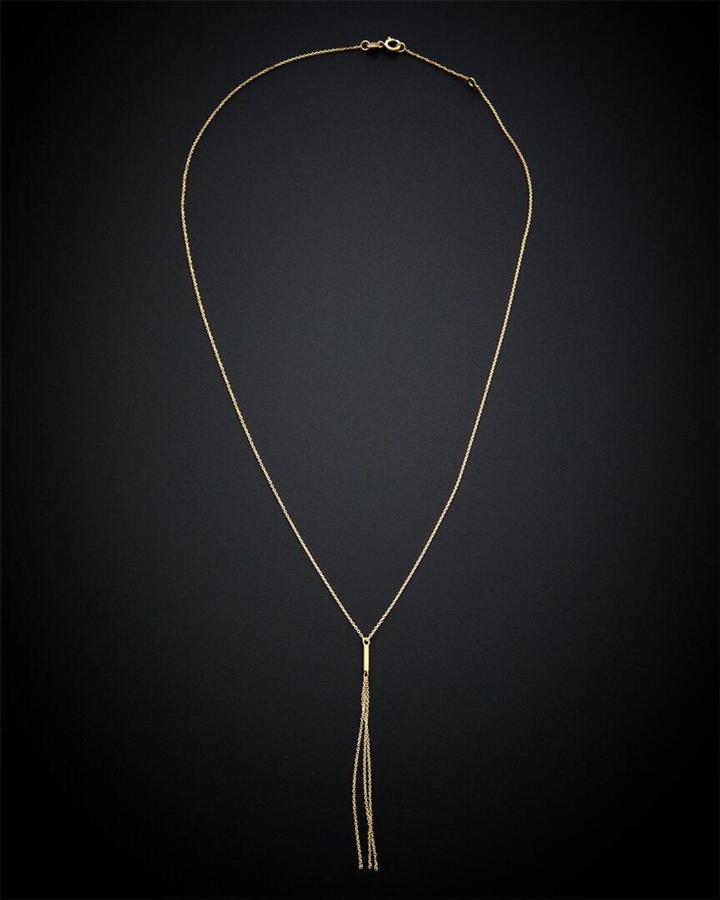 Italian Gold Black 14k Tube Tassel Necklace