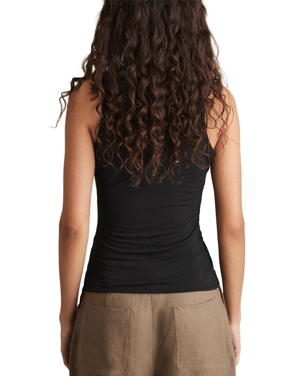 Reiss Black Madelynne Ruched Side Jersey Top