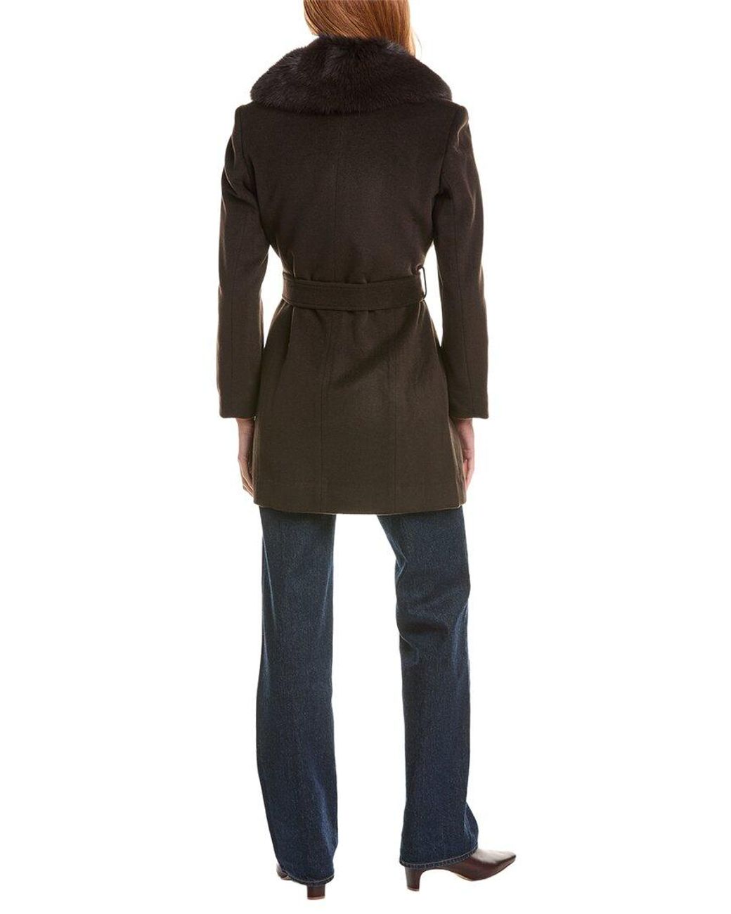 Sofiacashmere Black Sofiacashmere Wool-Blend Wrap Coat