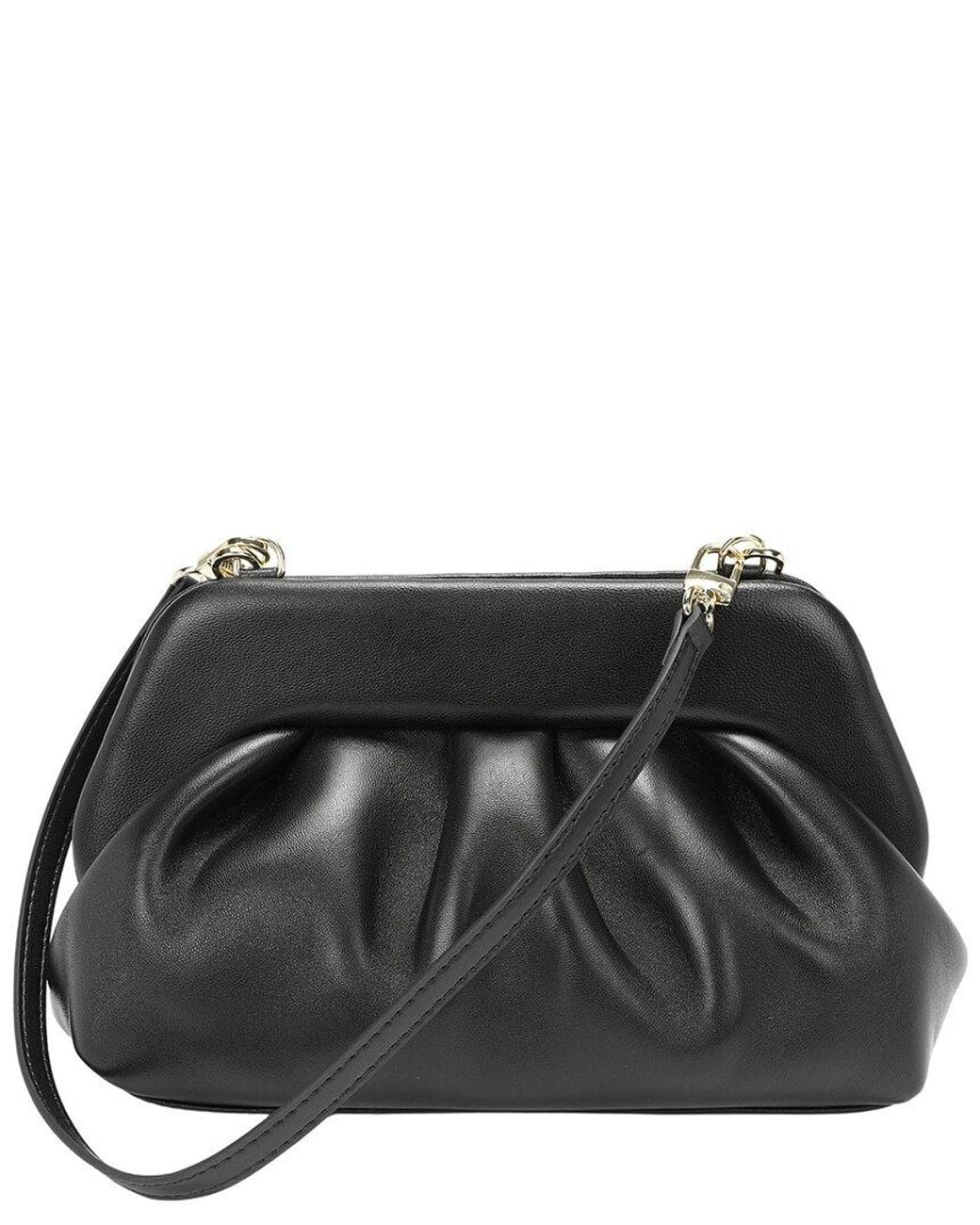Tiffany & Fred Paris Black Soft Frame Leather Crossbody Clutch