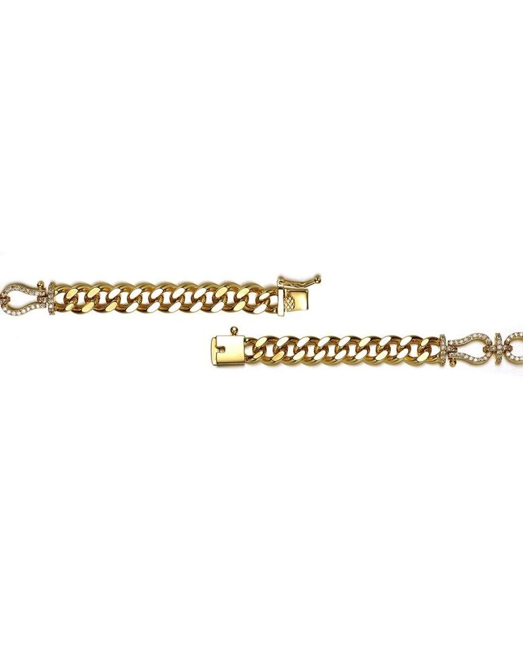 Rachel Glauber Metallic 14k Plated Cz Love Knot Miami Cuban & Curb Chain Bracelet