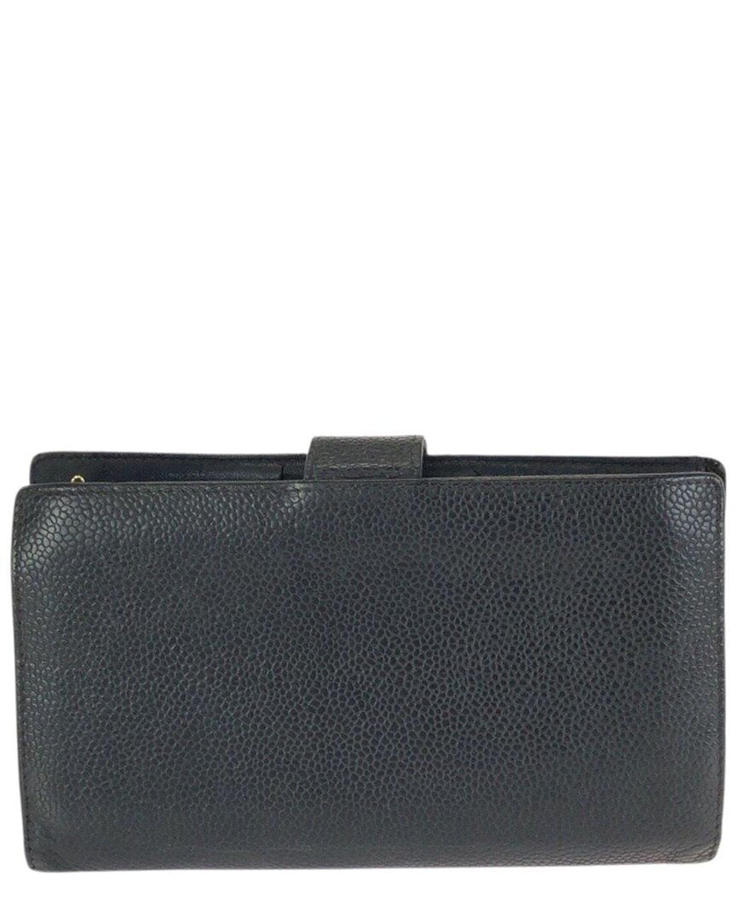 Chanel Black Caviar Leather Coco Mark Long Wallet (Authentic Pre-Loved)