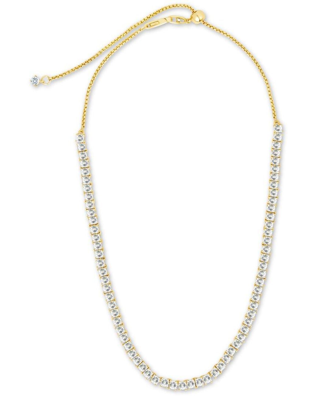 Sterling Forever White 14k Plated Cz Brette Adjustable Tennis Necklace