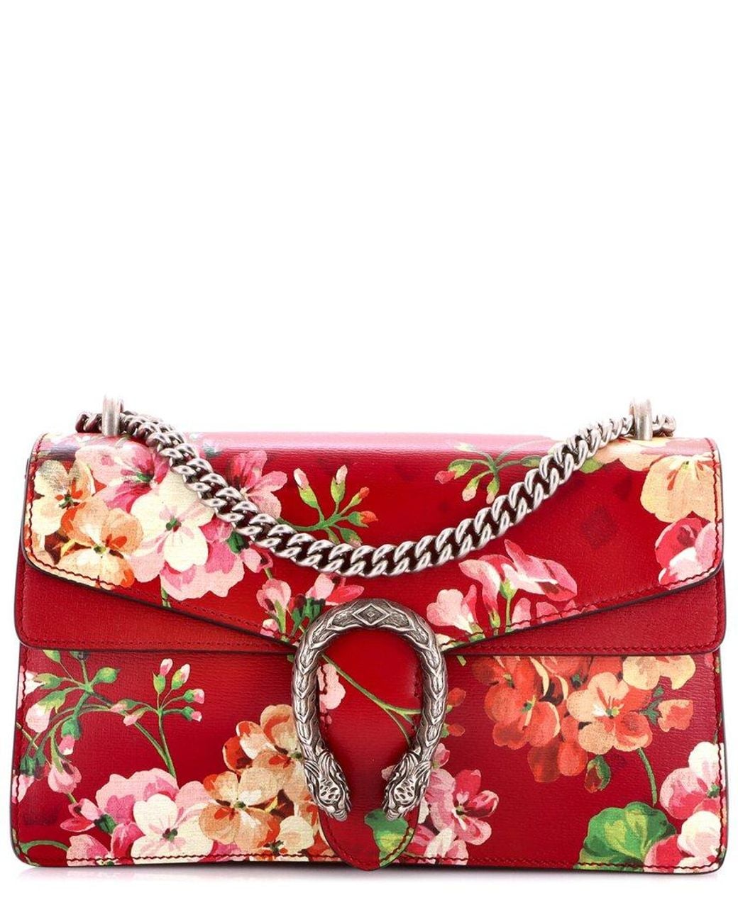 Gucci Red Burgundy Blooms Print Leather Dionysus Bag Small (Authentic Pre-Loved)