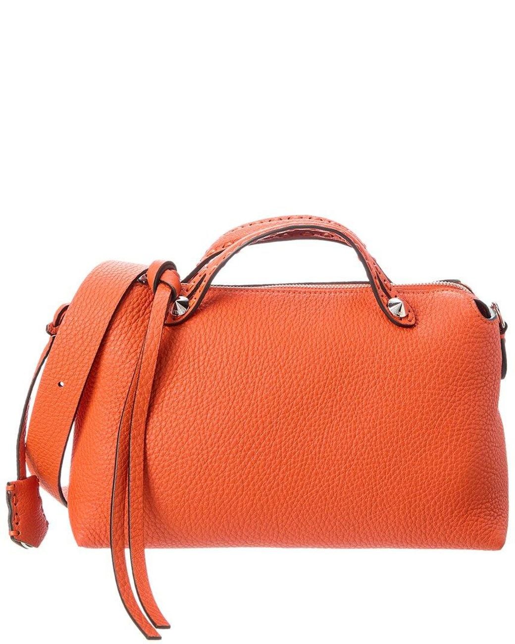 Fendi Orange By The Way Selleria Medium Leather Shoulder Bag