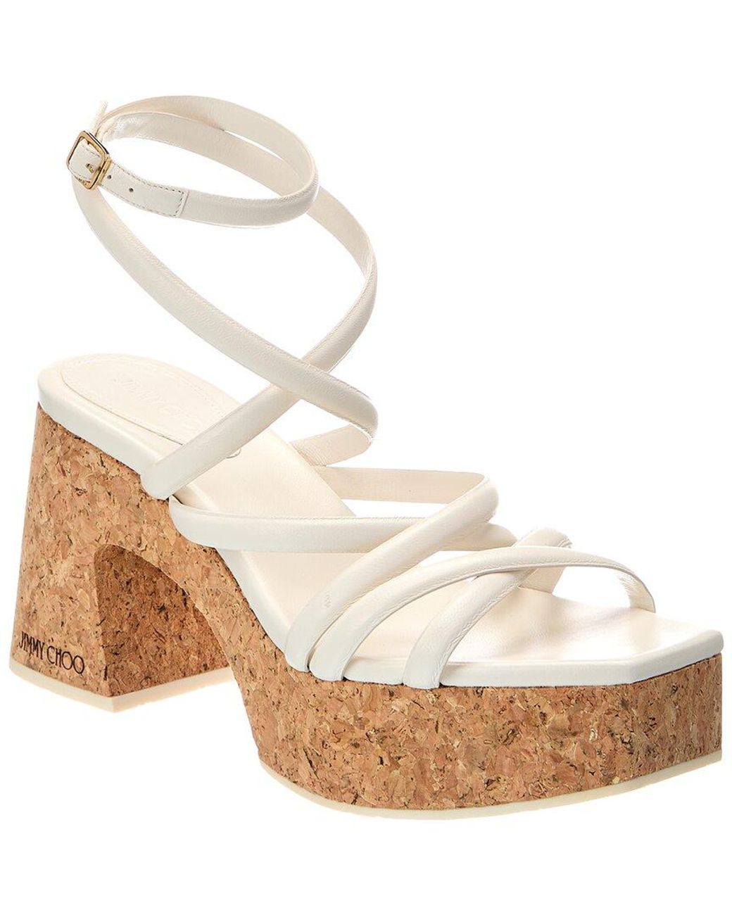 Jimmy Choo Natural Cecelia 95 Leather Platform Sandal