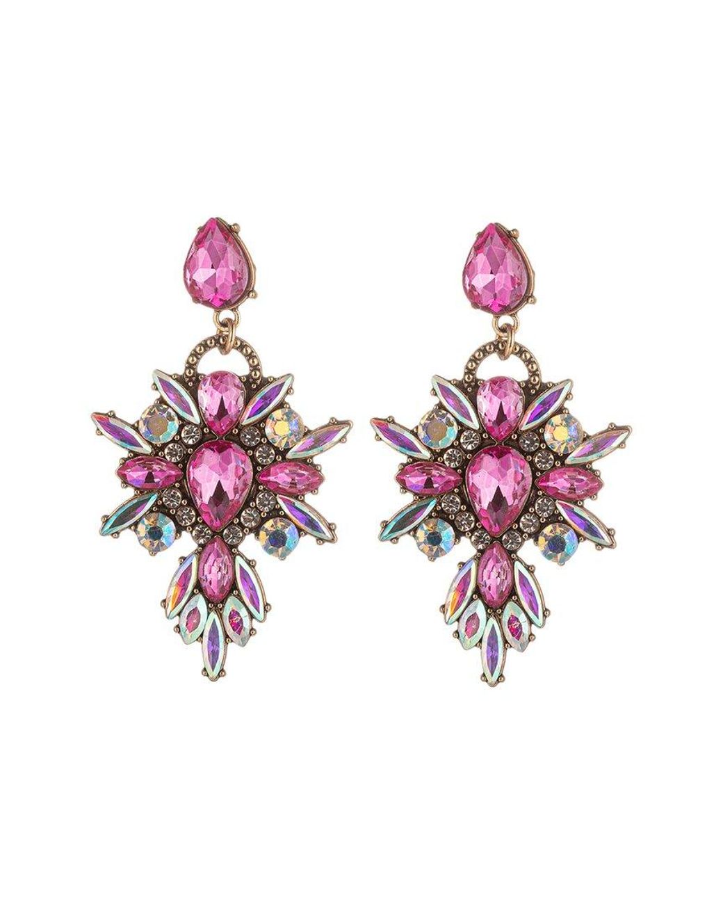 Eye Candy LA Glass Crystal Lexy Pink Statement Earrings
