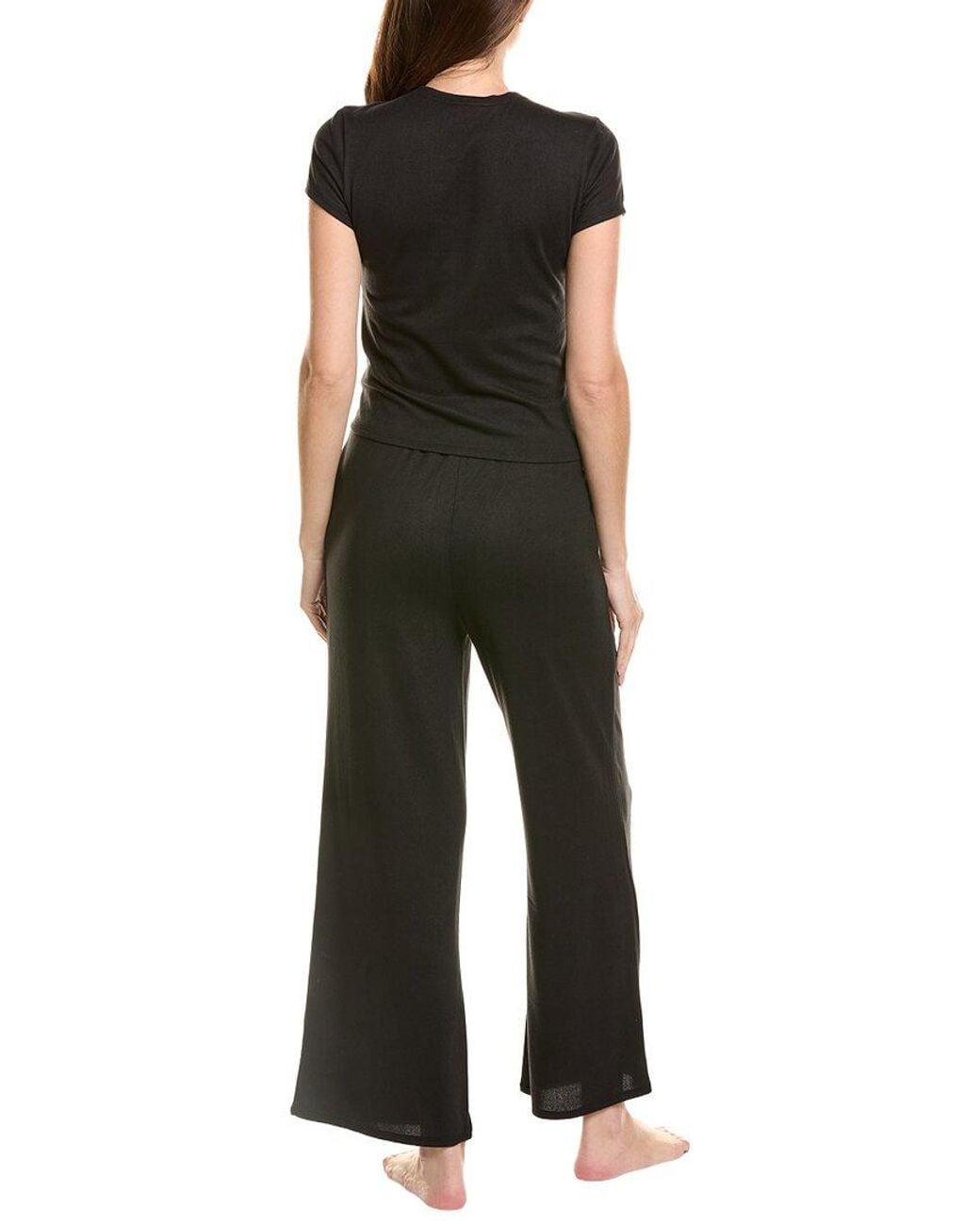 Natori Black 2Pc Bliss Essentials Short Sleeve Pajama Set