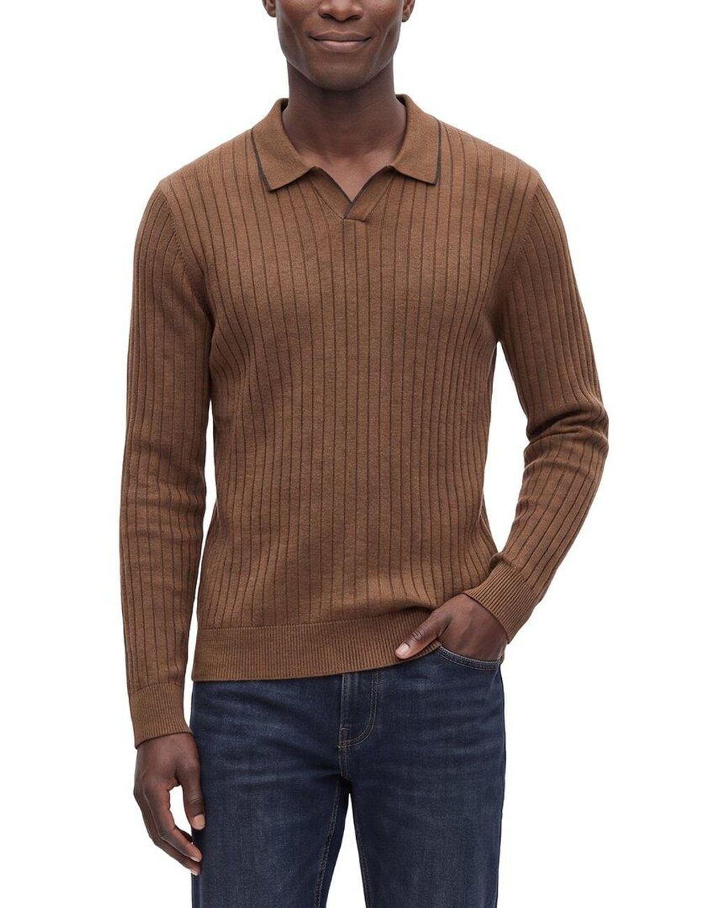 Raffi Brown Wool-Blend Drop Needle Shirt for men