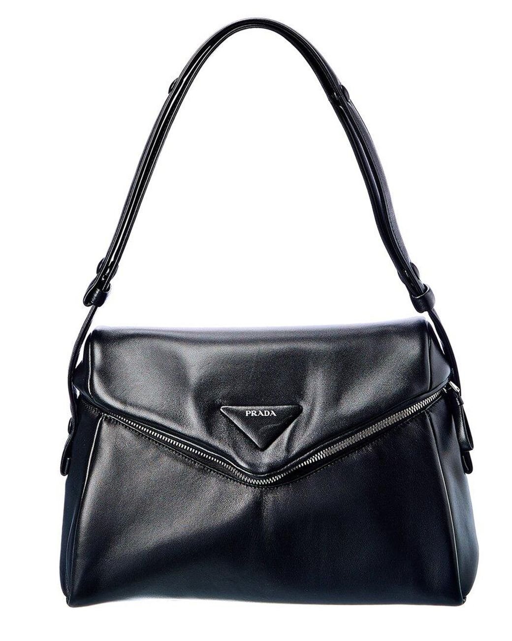 Prada Signaux Nappa Leather Shoulder Bag in Black