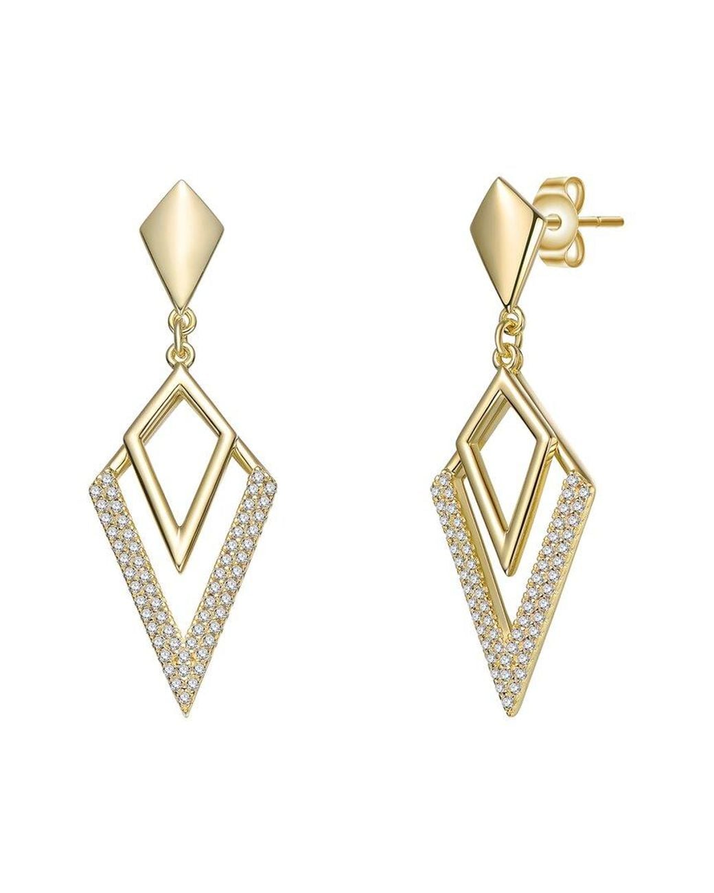 Rachel Glauber Metallic 14K Plated Cz Geometric Earrings