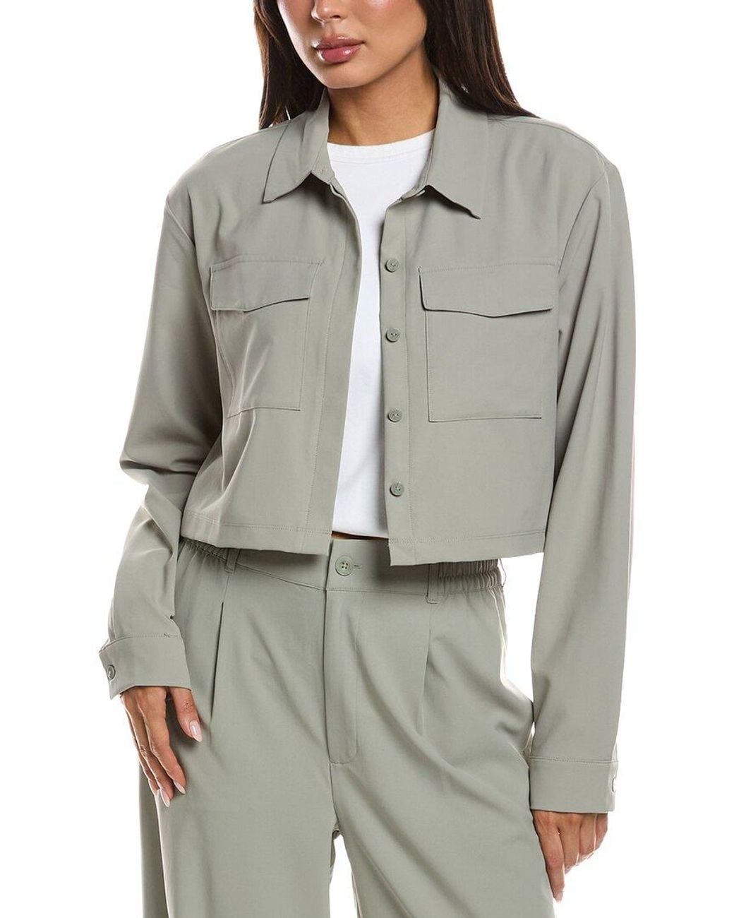 Beyond Yoga Gray Midtown Cropped Jacket