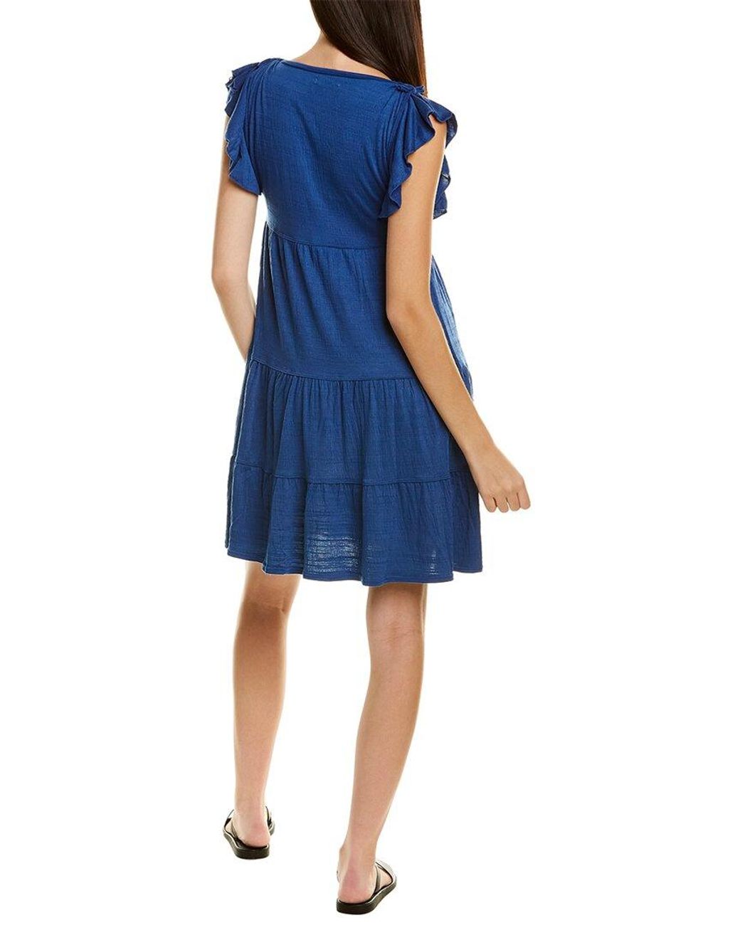 Max Studio Ruffle Tiered Mini Dress in Blue | Lyst