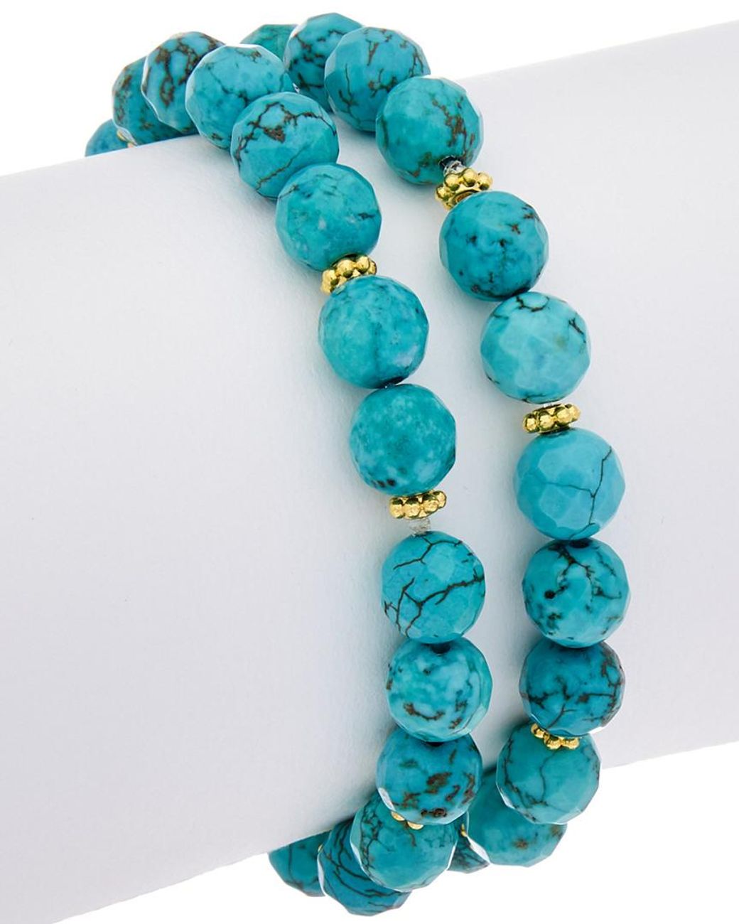 Rachel Reinhardt Jewelry Blue 14k Over Silver Gemstone Stretch Bracelet