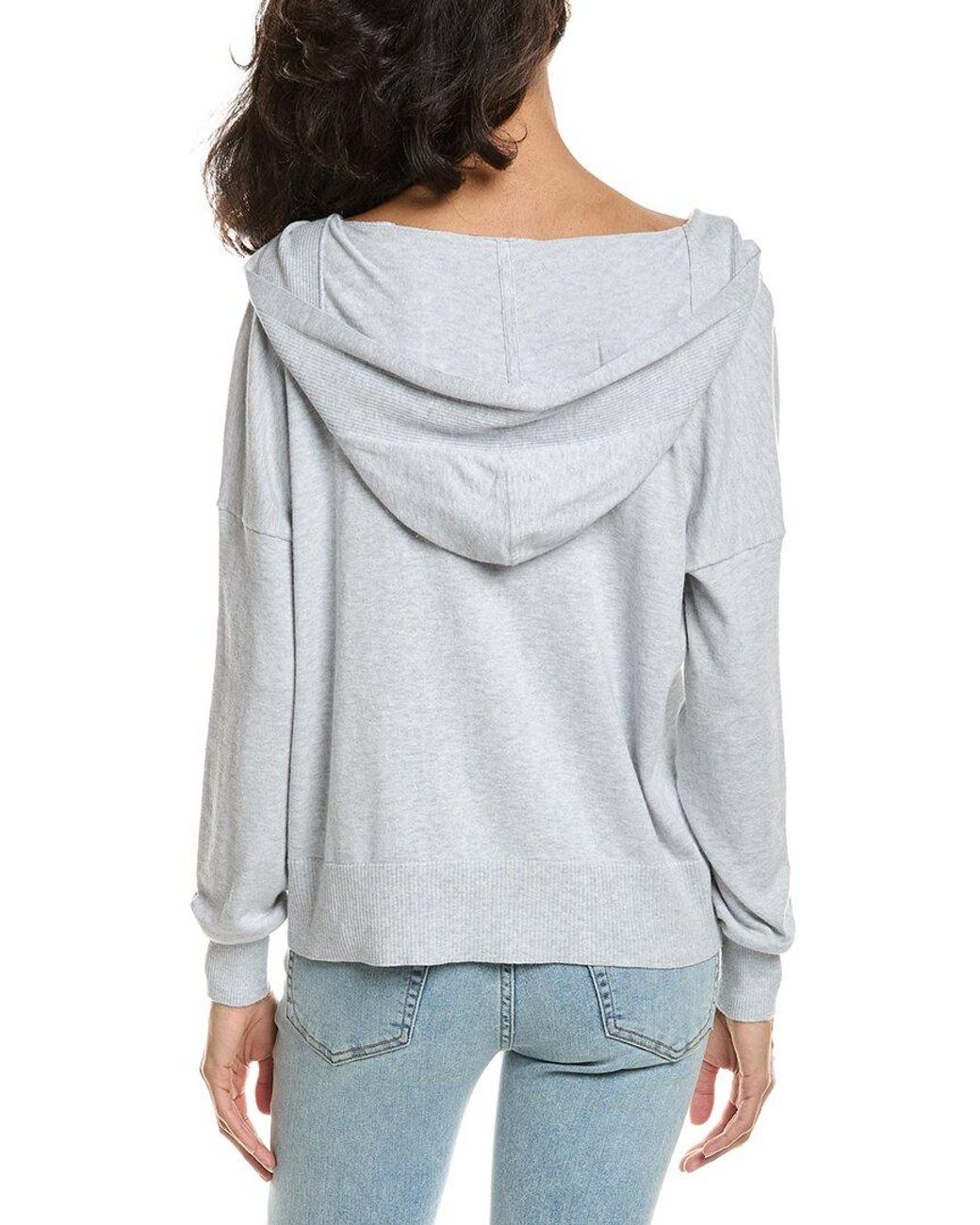 Forte White Crop Crossover Cashmere-Blend Hoodie