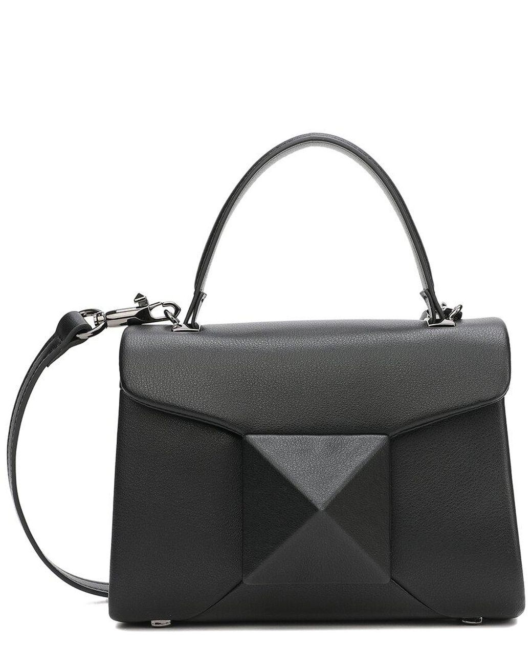 Tiffany & Fred Paris Black Full-grain Soft Leather Top Handle Shoulder Bag