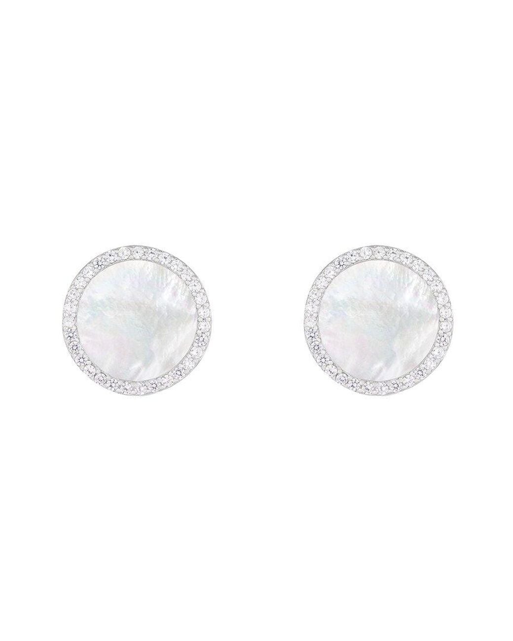 Splendid White Silver 8mmmm Pearl Cz Earrings