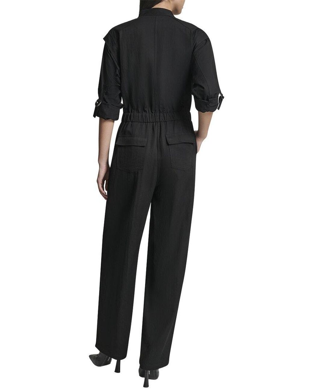 DKNY Black Roll Tab Jumpsuit