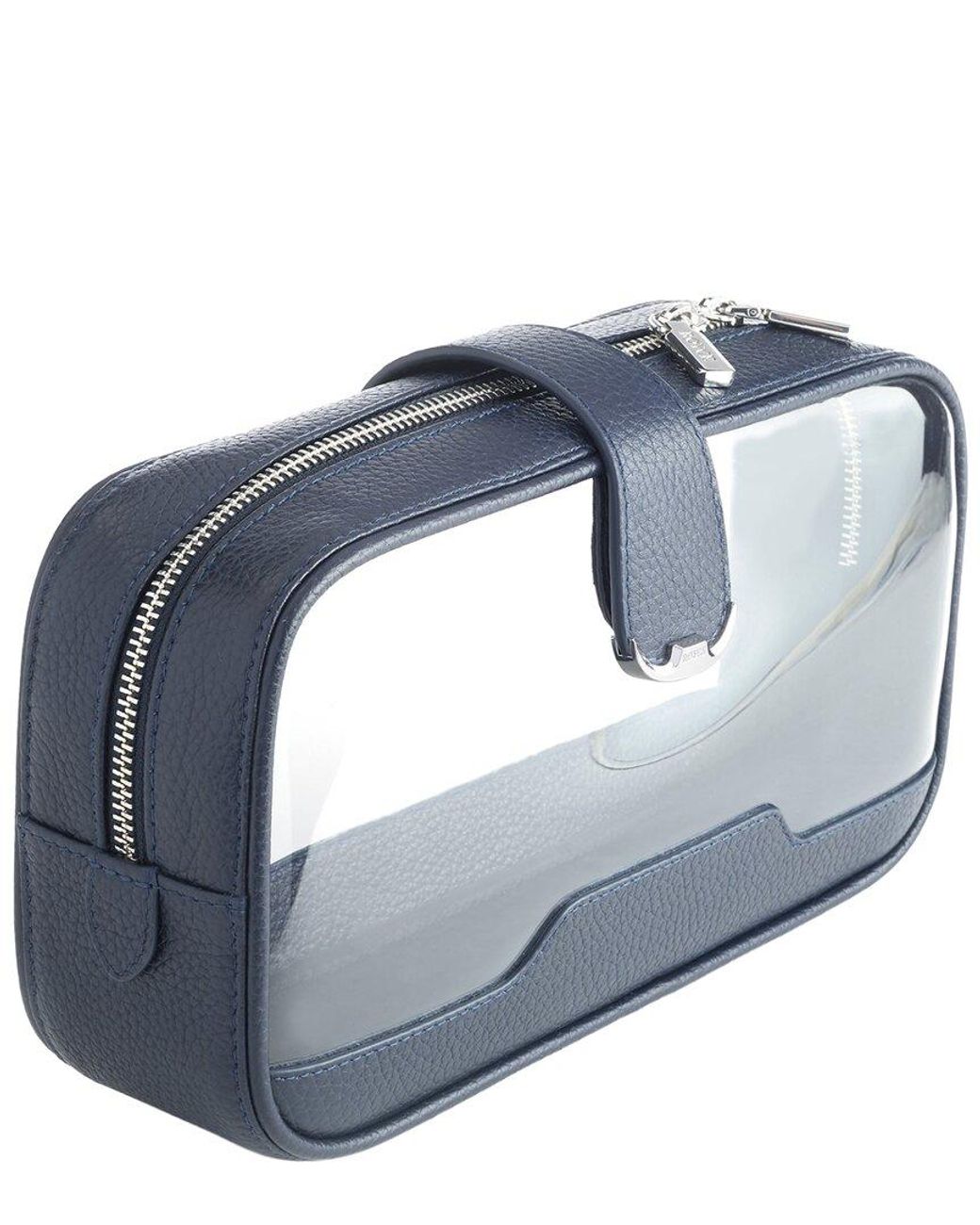 ROYCE New York Blue New York Leather Clear Double-Sided Leather Cosmetic Case