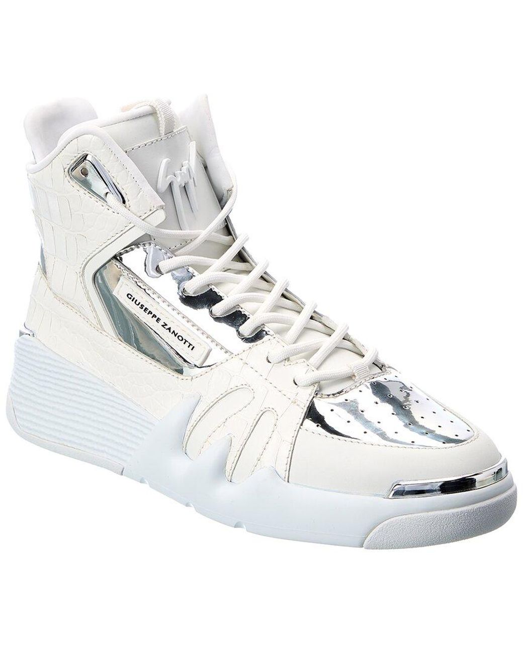 Giuseppe Zanotti Talon Croc embossed Leather Sneaker in Metallic