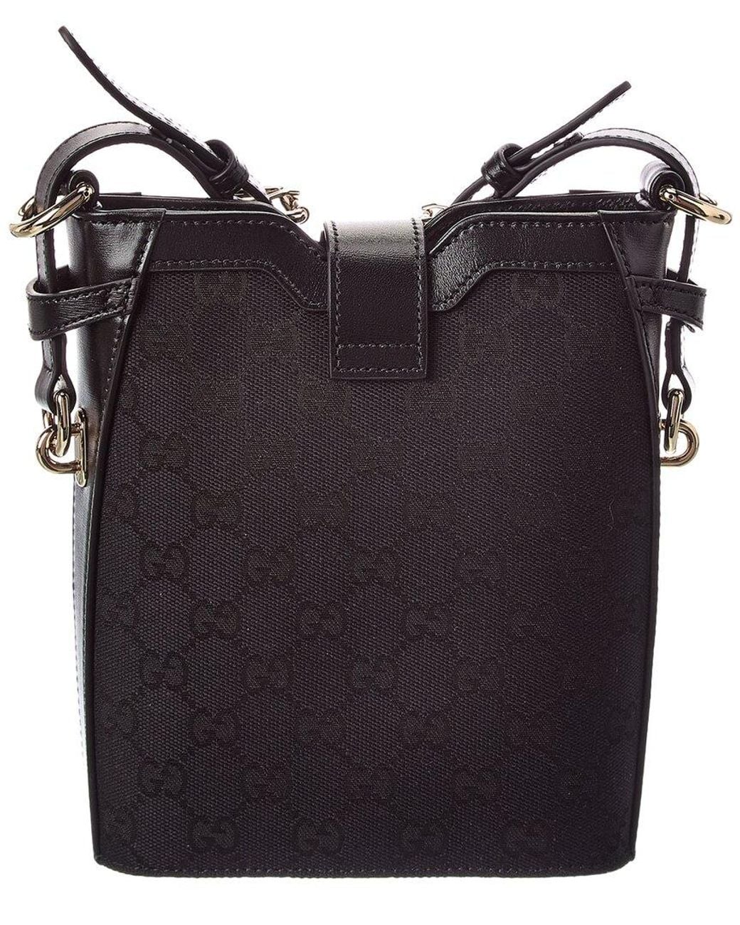 Mini Bagas Gucci Original Mini Gg Canvas & Leather Bucket Bag in Black | Lyst