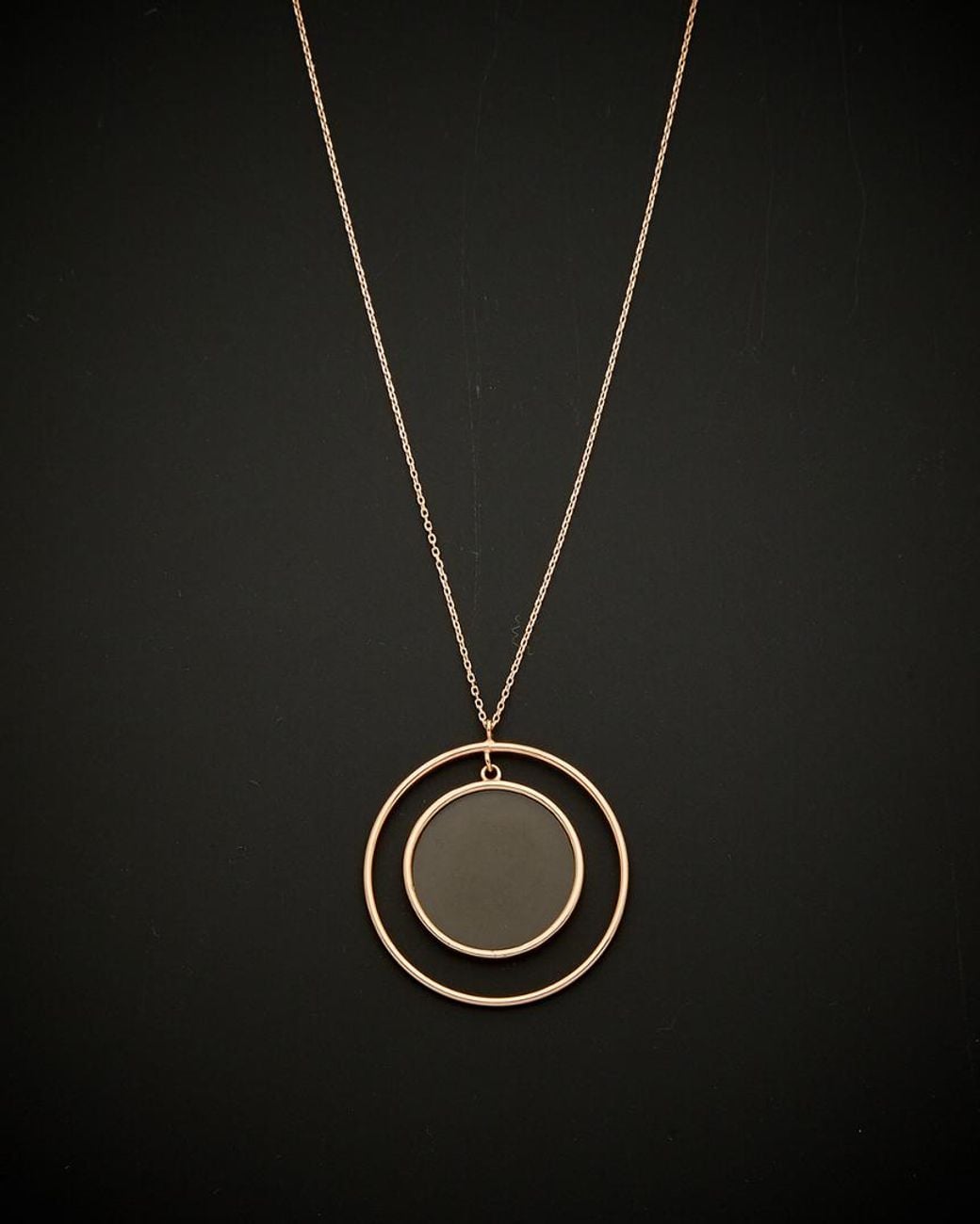Italian Gold Black 14k Italian Rose Gold Smoky Quartz Pendant Necklace