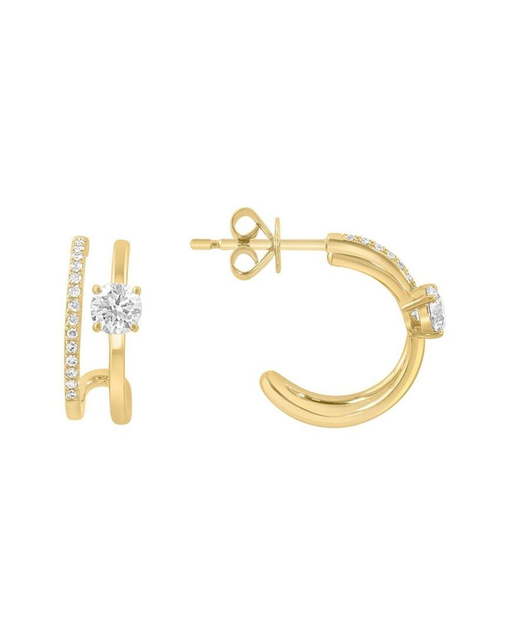 Effy Fine Jewelry Metallic 14K 0.59 Ct. Tw. Diamond Earrings