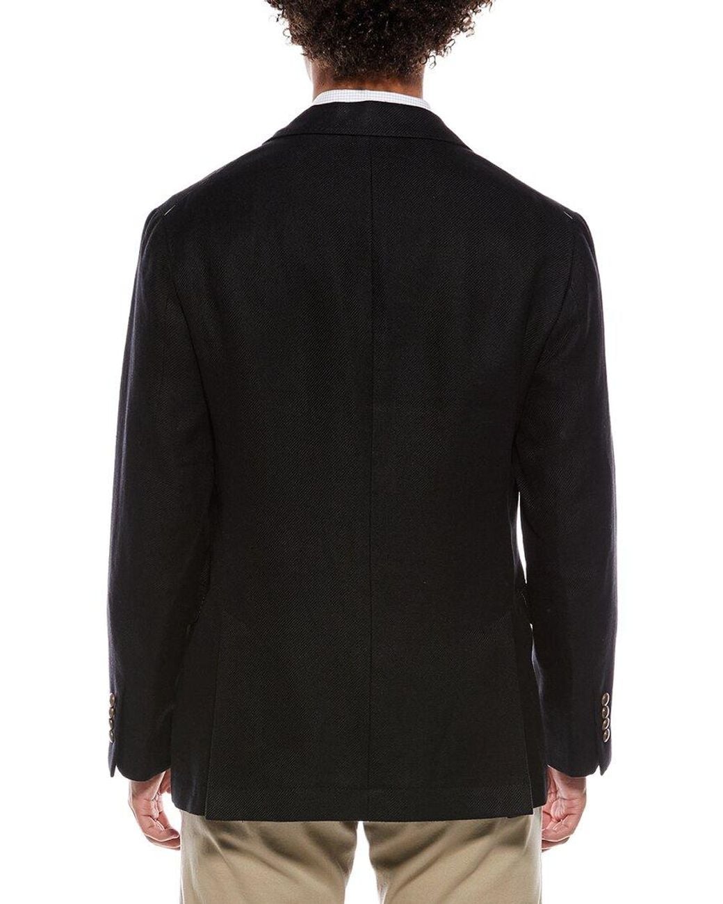 Brunello Cucinelli Black Linen & Wool-Blend Blazer for men