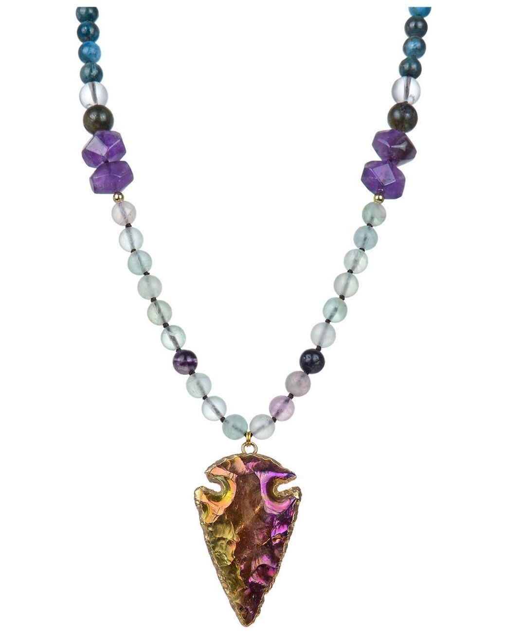 Eye Candy LA Metallic Rainbow Fluorite Knotted Necklace