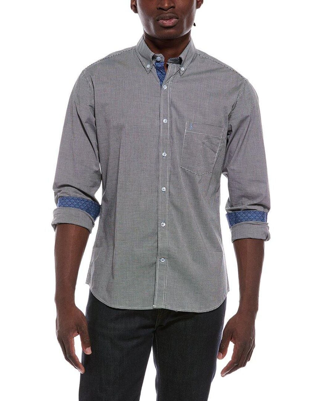 Tailorbyrd Gray Signature Micro Gingham Shirt for men