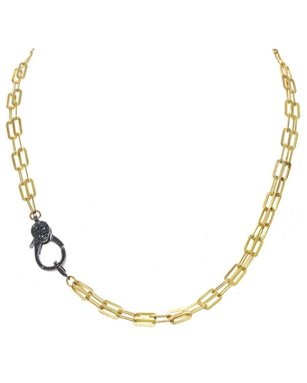 Rachel Reinhardt Jewelry Metallic 14k Over Silver Cz Paperclip Chain Necklace