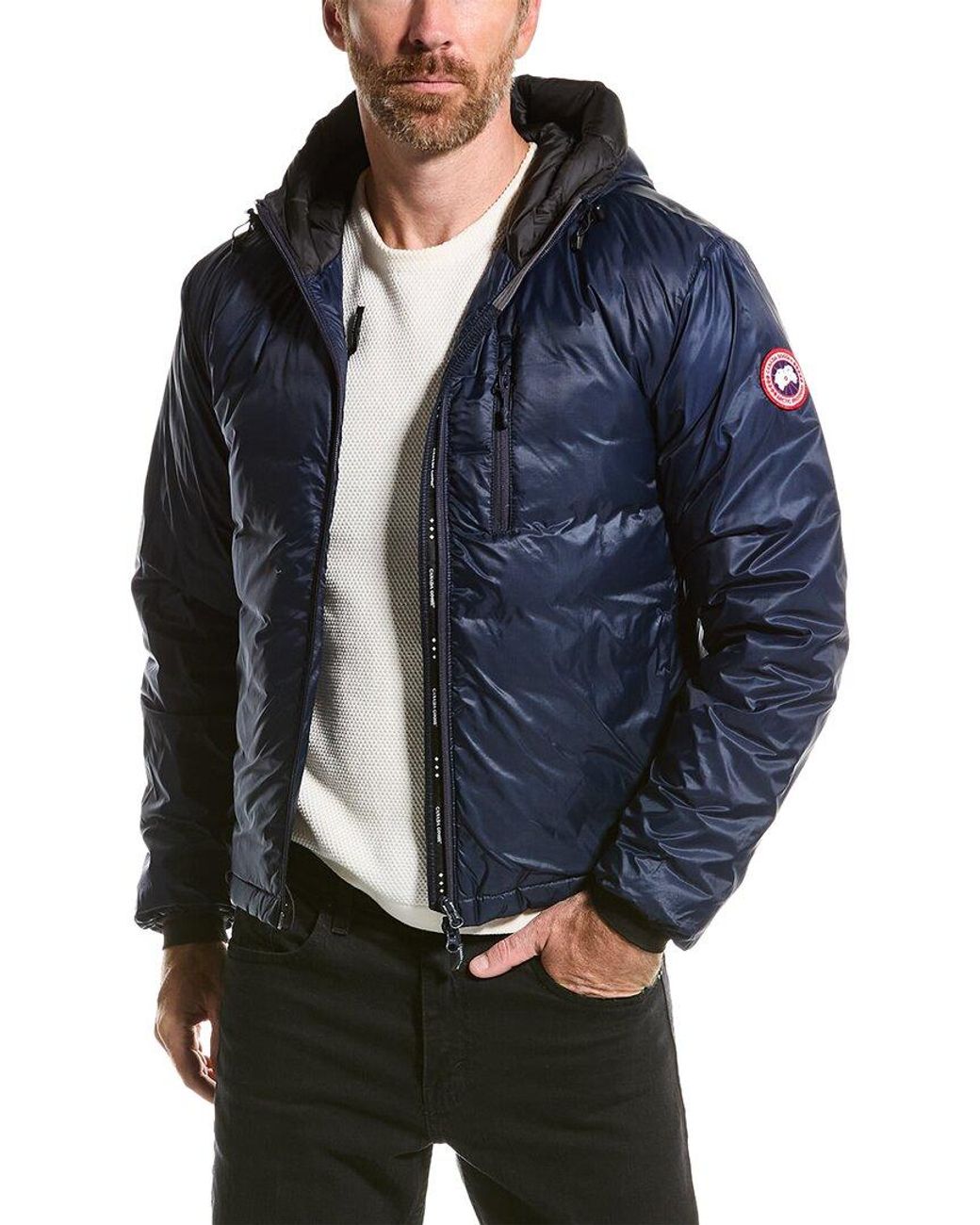 Canada Goose Lodge Hoody Fusion Fit Down Jacket in Blue for Men | Lyst