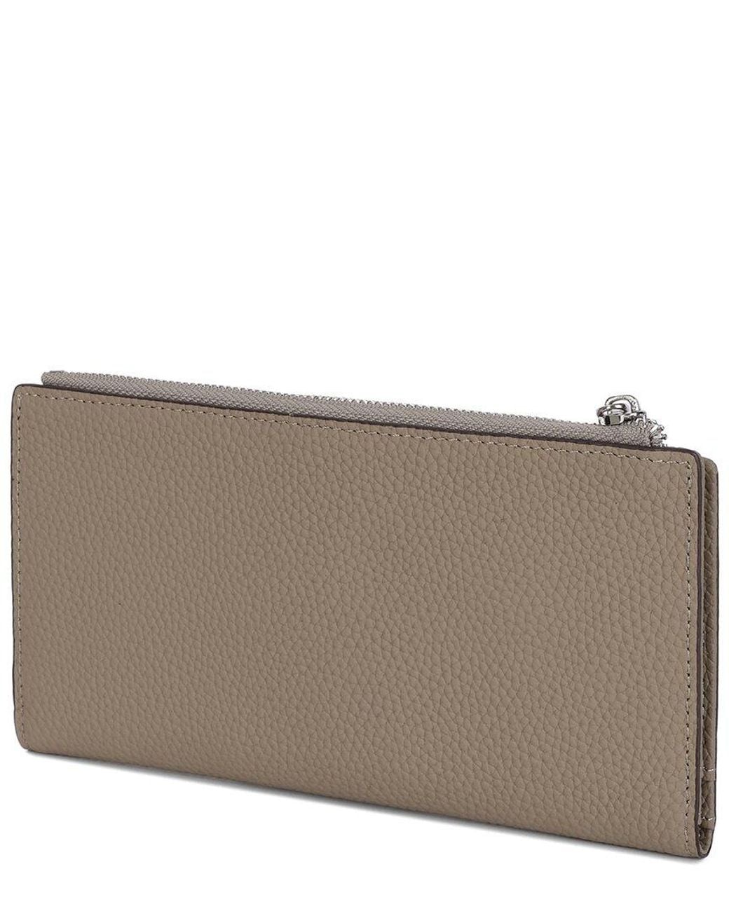 Tiffany & Fred Paris Gray Pebble Leather Wallet