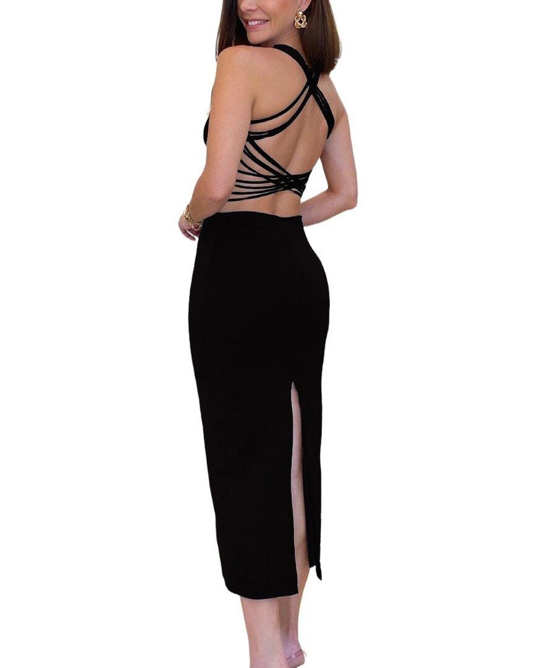 CHARLOTTE GREEN Black Midi Dress