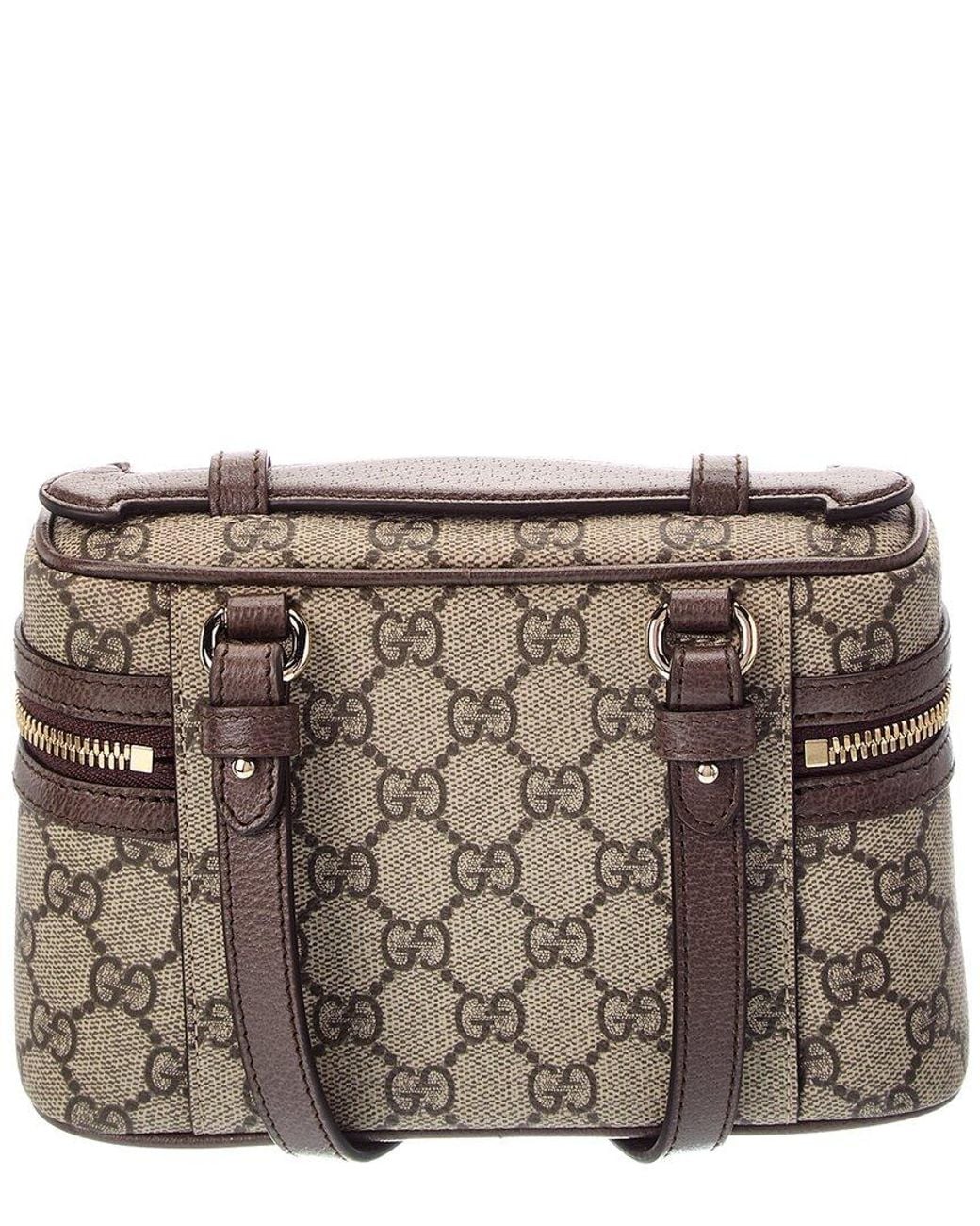 Gucci Brown Ophidia Gg Small Canvas & Leather Toiletry Bag