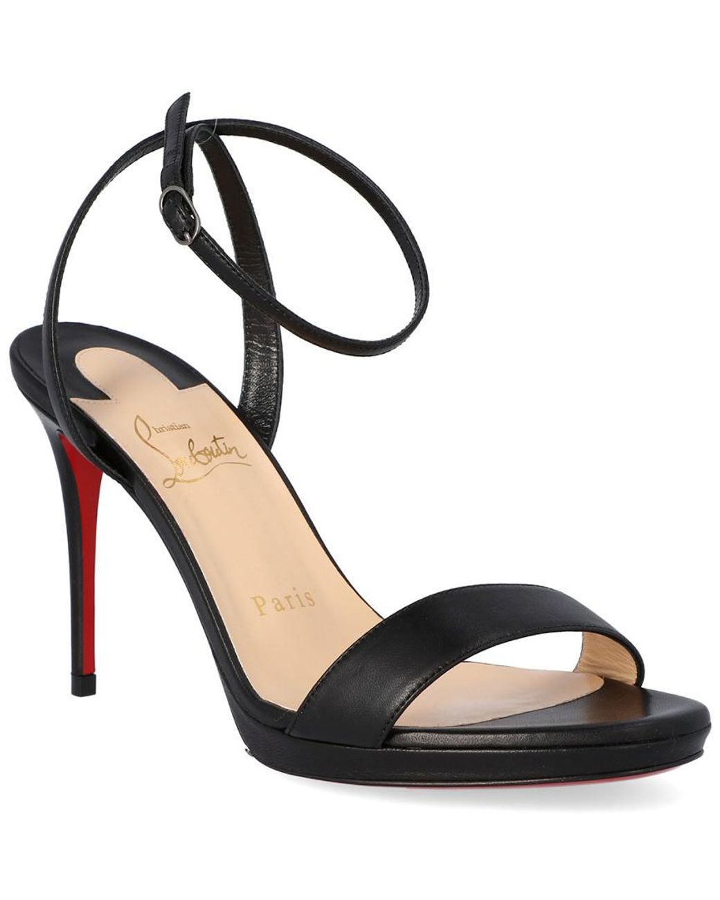 Christian Louboutin Loubi Queen 100 Leather Sandals in Black | Lyst Canada