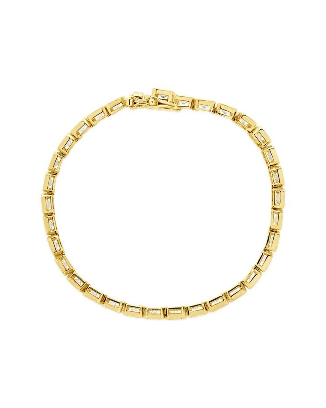 Sterling Forever Metallic 14K Plated Cz Roxie Bezel Tennis Bracelet