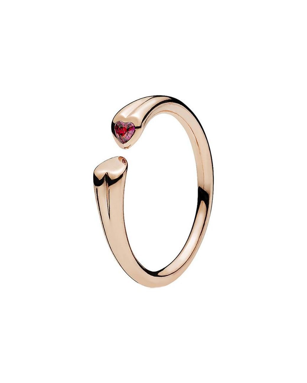 Rose Cz Polished & Sparkling Hearts Open Ring in Metallic | Lyst Australia
