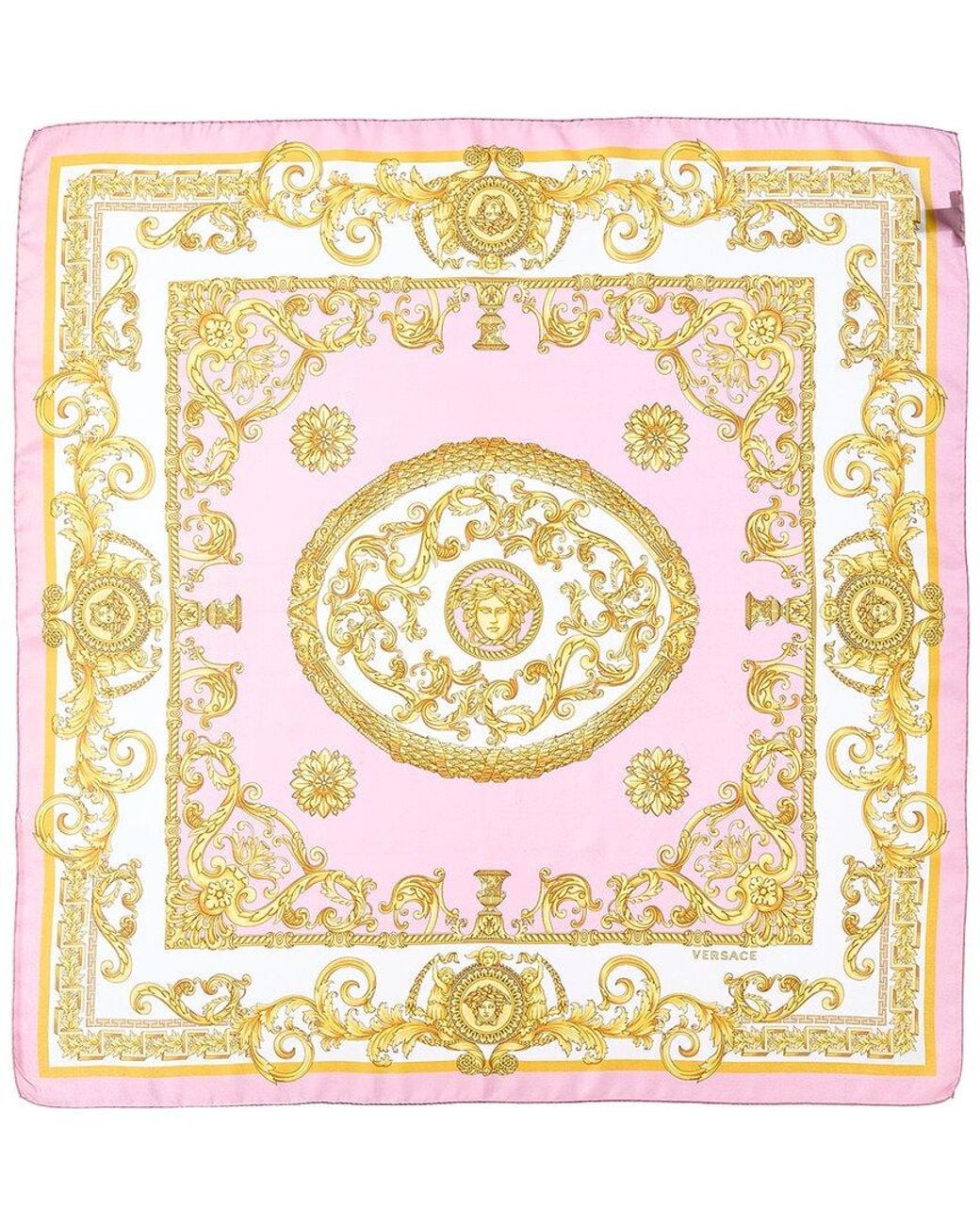 Versace Metallic Barocco Print Silk Scarf