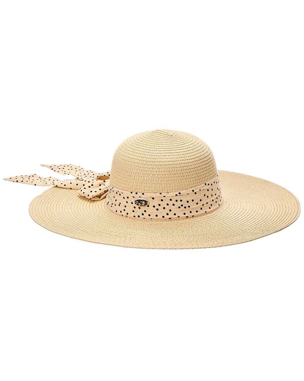 Surell Natural Accessories Bow Straw Sun Hat