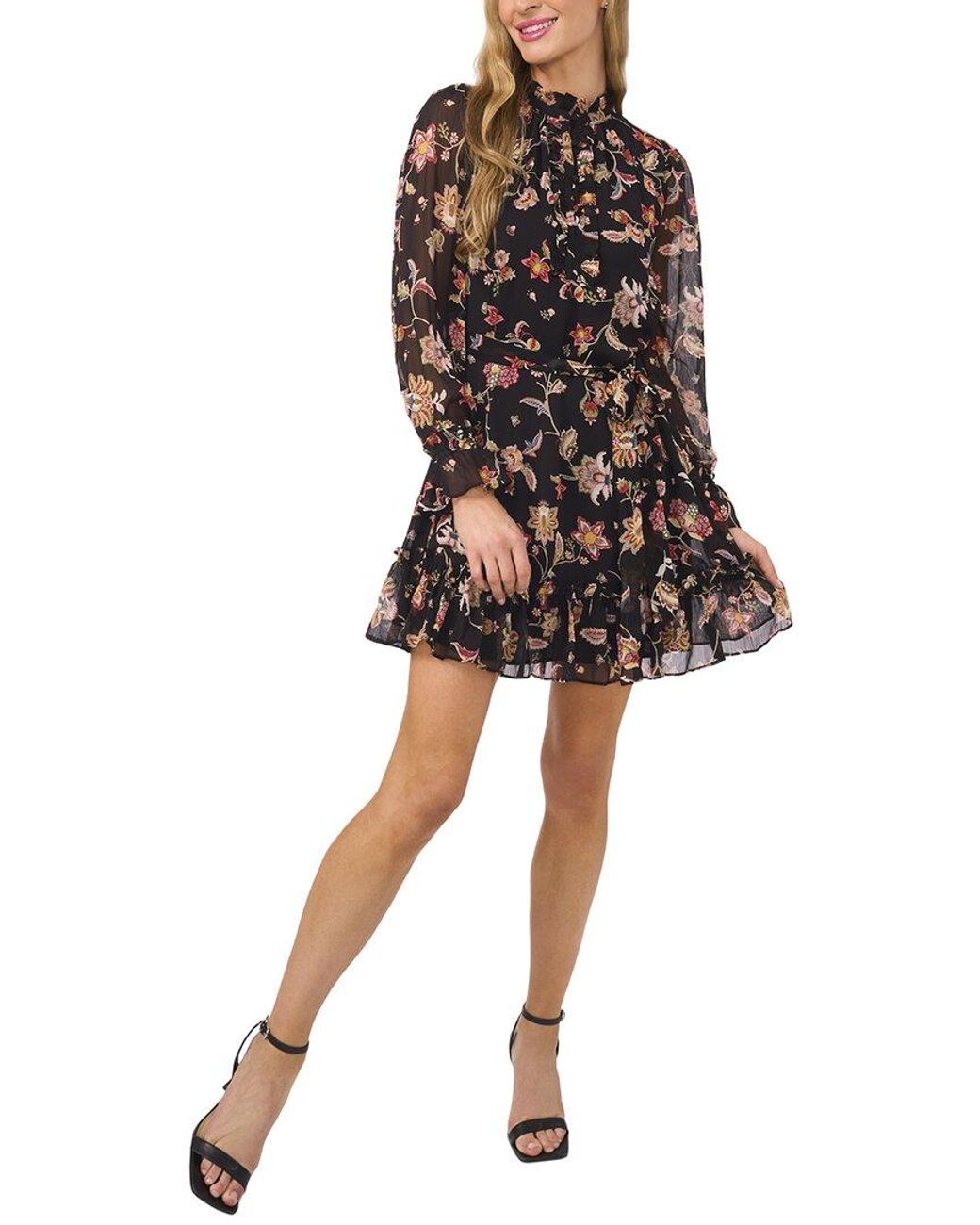 Cece Black Mini Tiered Shirt Dress