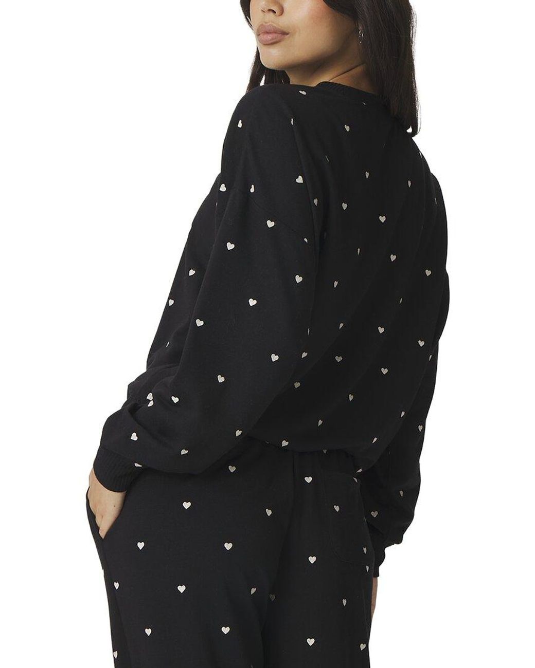 Splendid Black Love Lounge Embroidered Pullover