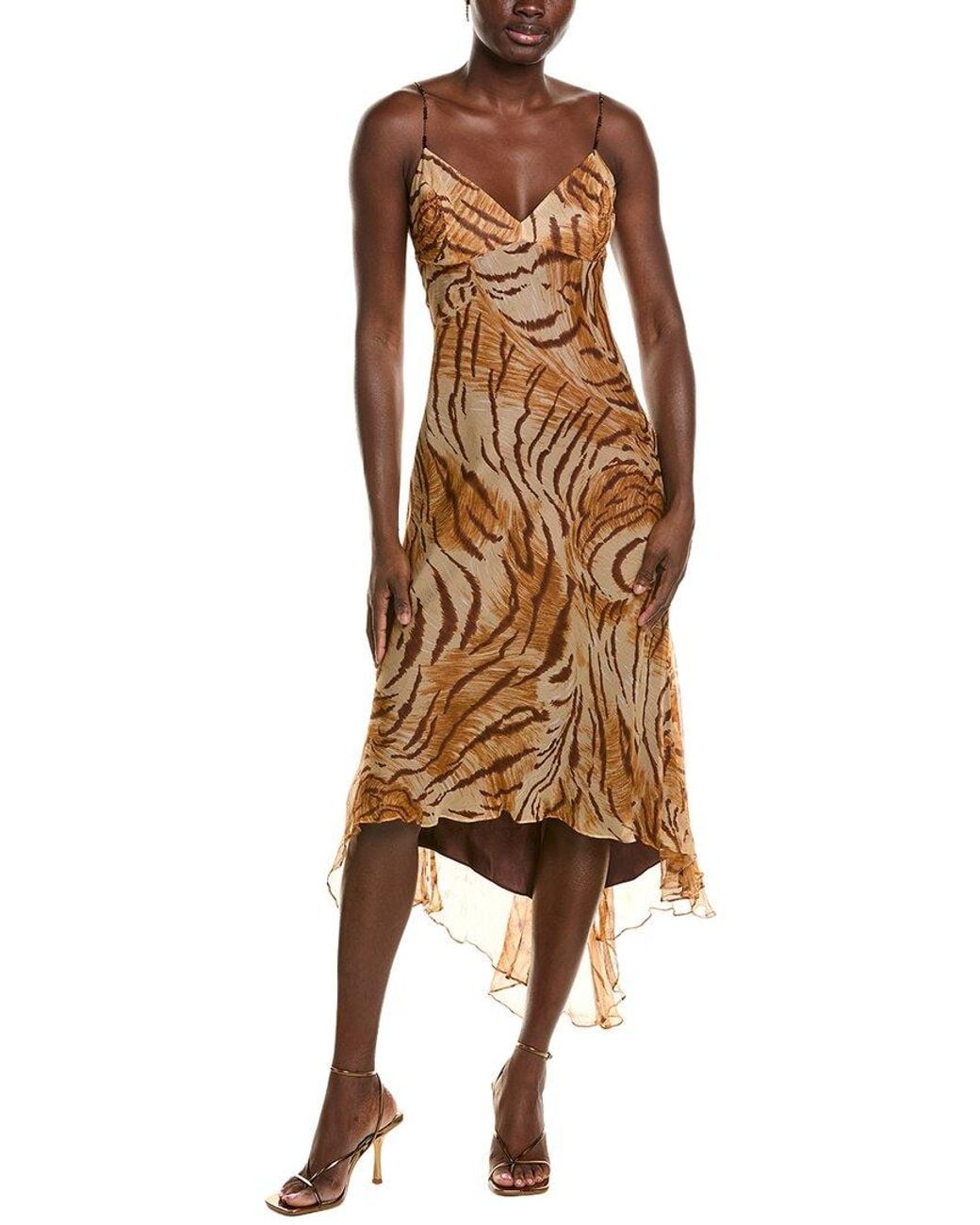Issue New York Brown Silk Midi Dress