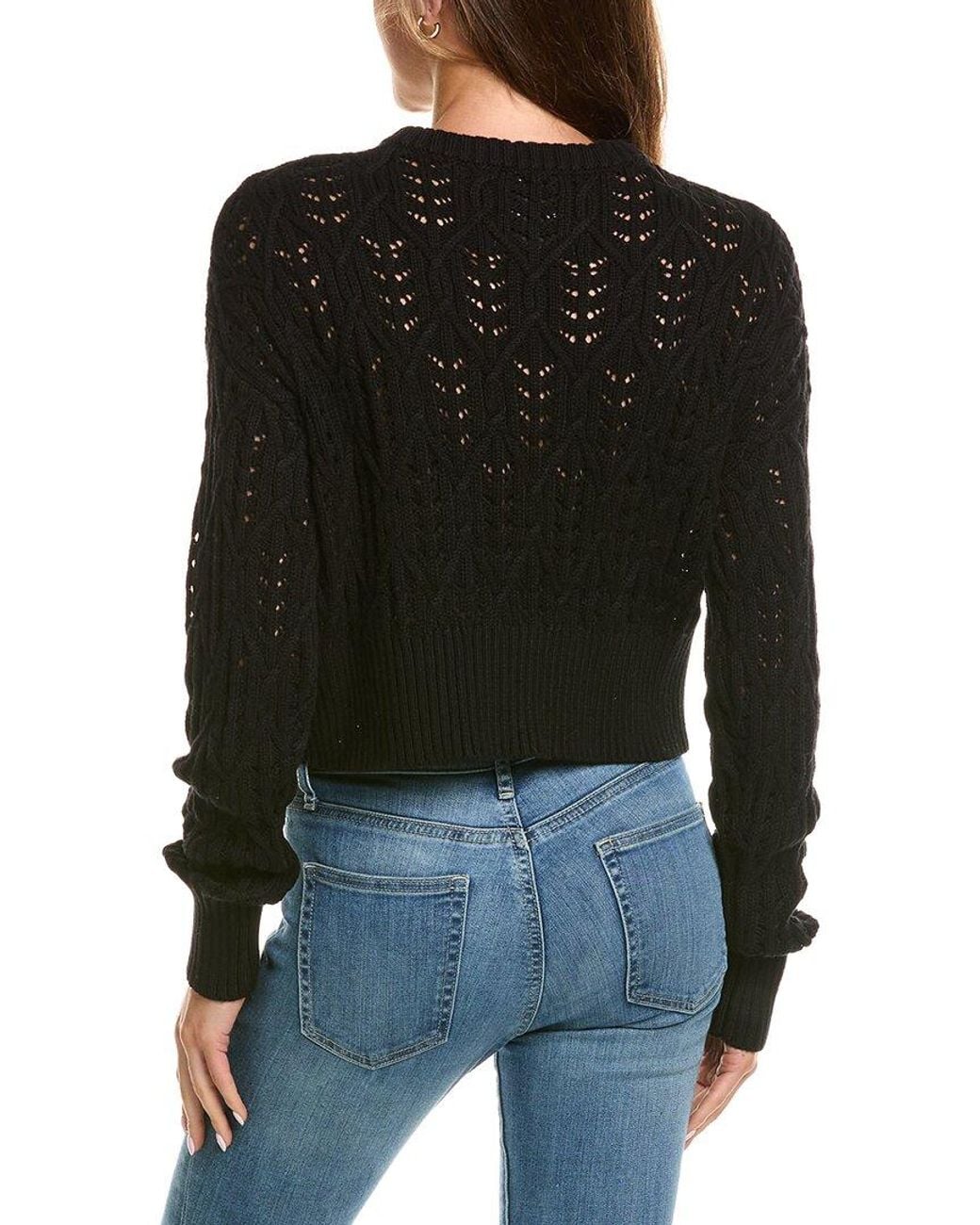 525 America Black Cropped Cable Cardigan