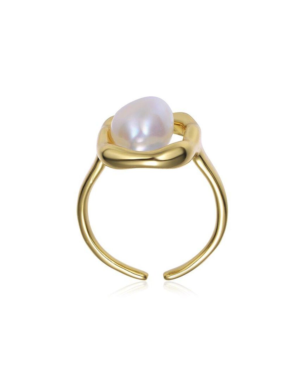 Genevive Jewelry Metallic 14k Over Silver Pearl Ring