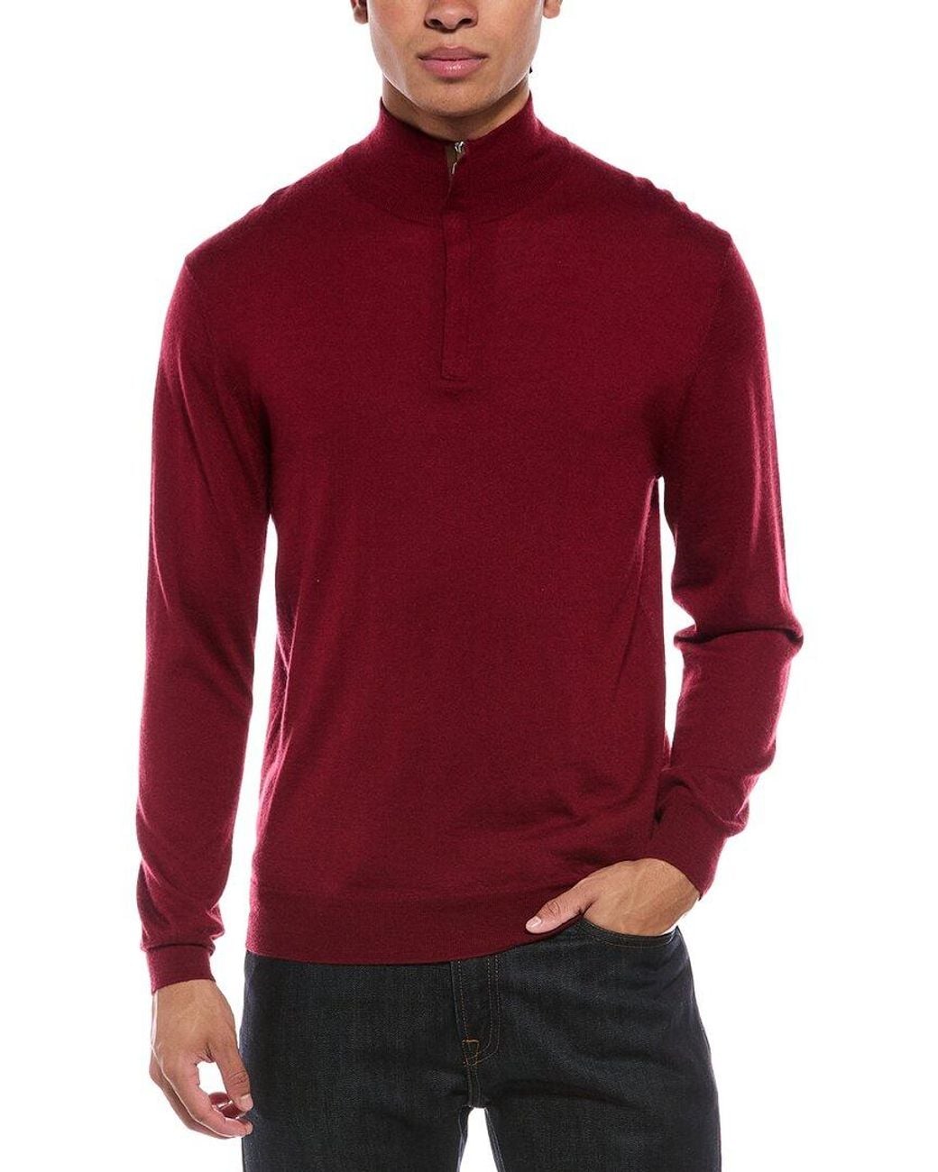 N.Peal Cashmere Red Regent Fine Gauge Cashmere & Silk-Blend 1/2-Zip Sweater for men
