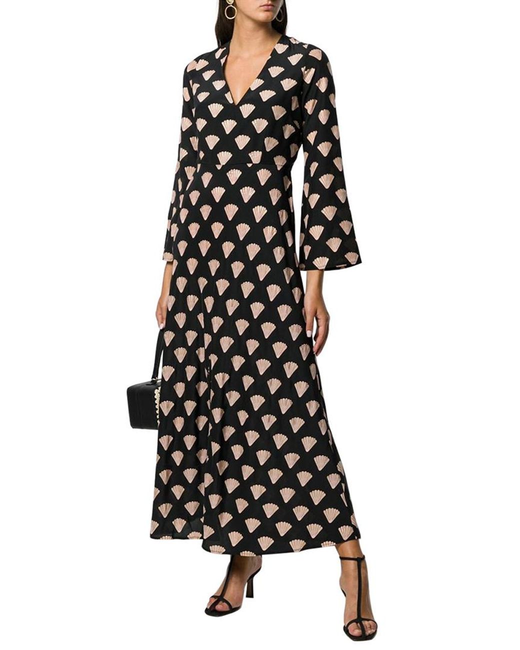 RIXO London 3/4-sleeve Shell Silk Midi 
