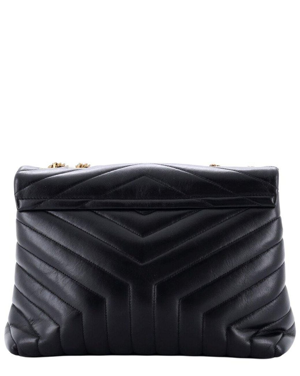 Saint Laurent Black Matelasse Chevron Leather Loulou Shoulder Bag Medium (Authentic Pre-Loved)